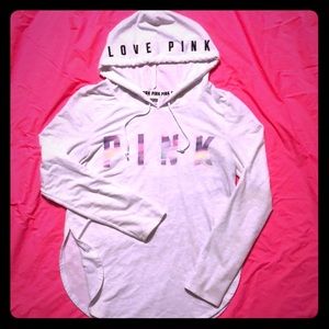 PINK S Hooded Long-sleeve with Side Slit